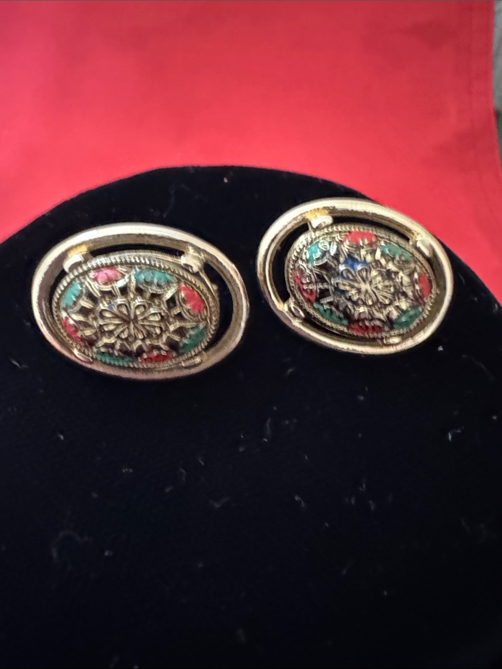 Elegant Gold and Multicolor Stud Earrings